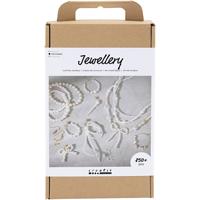 Creativ Company Creatieve box sieraden, kettingen, armbanden, oorbellen, verguld, wit parelmoer, 1 doos