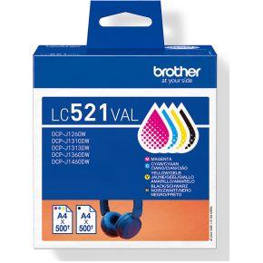 Brother LC521VAL inktcartridge 4 stuk(s) Origineel Zwart, Cyaan, Magenta, Geel