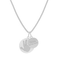 1 Hand- of voetafdruk ketting met dubbele bedel - Stainless steel - Zilver - Handafdruk