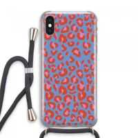Leopard blue: iPhone XS Max Transparant Hoesje met koord