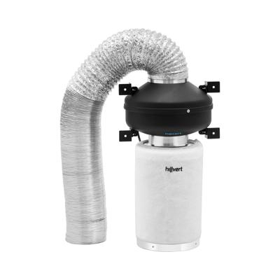 Afvoerluchtset - actief koolfilter / pijpventilator / afvoerslang - Ø 130 mm uitlaat