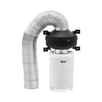Afvoerluchtset - actief koolfilter / pijpventilator / afvoerslang - Ø 130 mm uitlaat