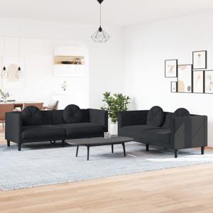 2-delige Loungeset met kussens fluweel zwart SKU: V3209262