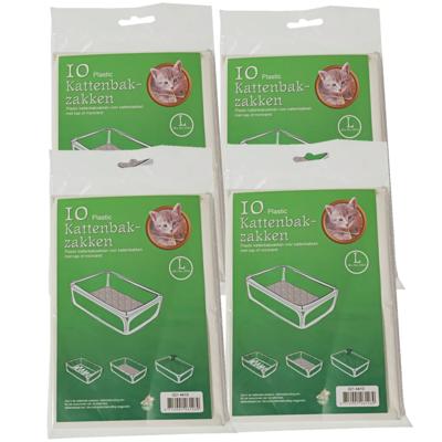 Kattenbak afvalzakken - 40x stuks - wit - 50 x 20 x 37 cm - plastic - kattenbakzakken