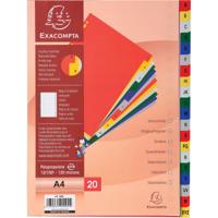 Exacompta tabbladen voor ft A4, uit PP, van A tot Z, 20 tabs, met indexblad, geassorteerde kleuren