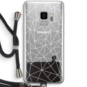 Geometrische lijnen wit: Samsung Galaxy S9 Transparant Hoesje met koord