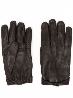 Billionaire gants en cuir à détails de perforations - Marron
