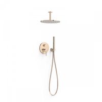 Regendoucheset Inbouw Tres Study Exclusive Rond 30 cm Met Plafondarm en Handdoucheset met Staafhanddouche Rapid Box Rosé Goud Regendoucheset Inbouw Tres Study Exclusive Rond 30 cm Met Plafondarm en Handdoucheset met Staafhanddouche Rapid Box Rosé Goud
