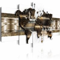 Schilderij - Metallic Wereld 100X50cm , metallic look , 5 luik