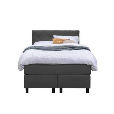 Boxspring Liv geruit - antraciet - 120x200 cm - ronde poot - Leen Bakker