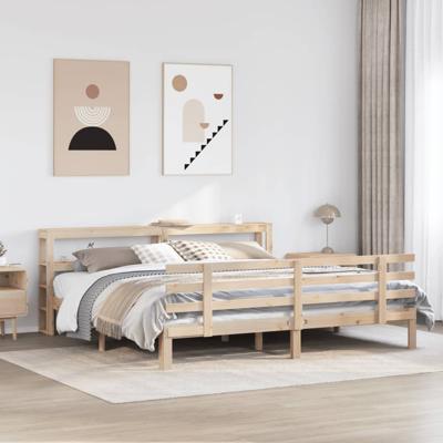 Bedframe met hoofdbord massief grenenhout 180x200 cm