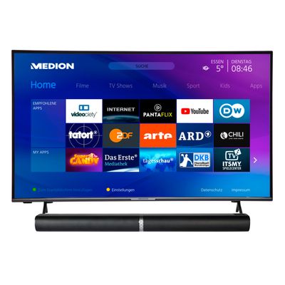 BundelDEAL ! LIFE® P14312 43 inch Full HD Smart-TV & P61202 Bluetooth Soundbar