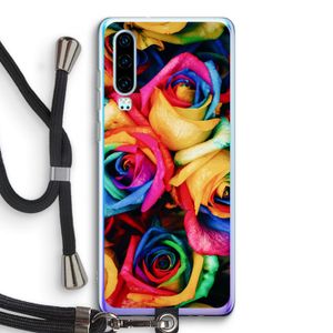 Neon bloemen: Huawei P30 Transparant Hoesje met koord