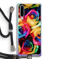 Neon bloemen: Huawei P30 Transparant Hoesje met koord