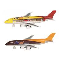 Goki Speelgoed Vliegtuigjes - 2x stuks - 19 cm - geel en bruin - pull back motor - kinderen