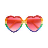 Hippie Flower Power Sixties hartjes glazen zonnebril regenboog kleuren - Verkleedbrillen
