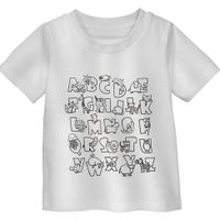 T-shirt om in te kleuren van bio-katoen met elastaan, alfabet Maat: 86/92
