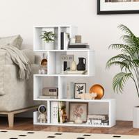 5-Laags S-Vormige Boekenkast Geometrische Opbergplank met Open Vakken Moderne Decoratieve Kamerplank met Anti-Tipsets