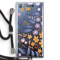 Flowers with blue leaves: Sony Xperia XZ1 Transparant Hoesje met koord