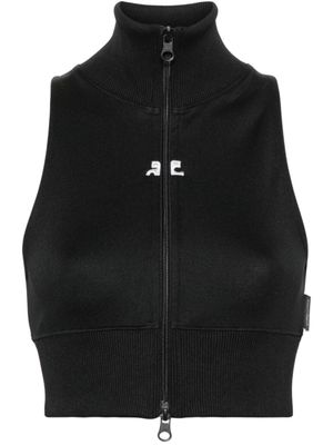 Courrèges débardeur crop à fermeture zippée - Noir