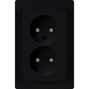 KOPP - Wandcontactdoos - Paris HK05 - Inbouw - 1-voudig Dubbel Stopcontact - Kinderbeveiliging - Mat Zwart