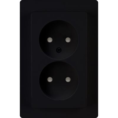 KOPP - Wandcontactdoos - Paris HK05 - Inbouw - 1-voudig Dubbel Stopcontact - Kinderbeveiliging - Mat Zwart