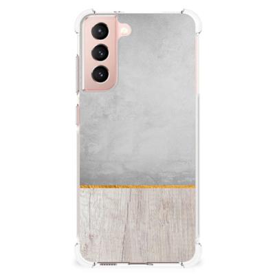 Samsung Galaxy S21 FE Stevig Telefoonhoesje Wood Concrete Samsung Galaxy S21 FE Stevig Telefoonhoesje Wood Concrete