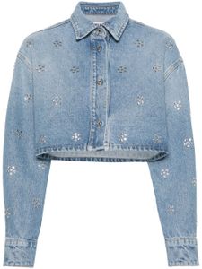 MSGM chemise en jean à ornements strassés - Bleu