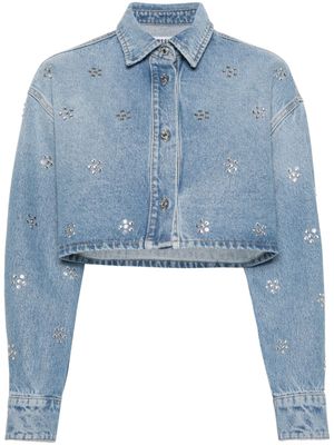 MSGM chemise en jean à ornements strassés - Bleu