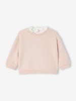 Babysweater met kraag van Engels borduurwerk roze (poederkleur) - thumbnail