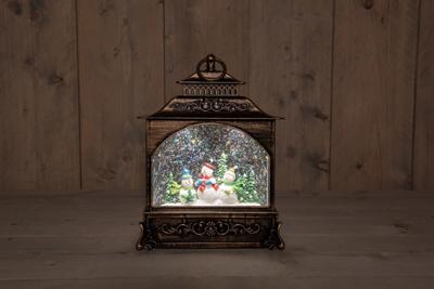 B.O. Lantern Snowman Glitter Water Led Warm White 22X8X29 cm - Annas collection