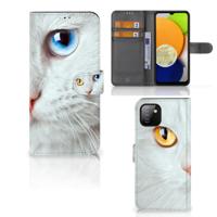 Samsung Galaxy A03 | Telefoonhoesje | Met pasjeshouder | Witte Kat