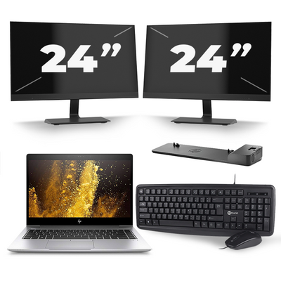 HP EliteBook 840 G5 - Intel Core i5-8e Generatie - 14 inch - 16GB RAM - 256GB SSD - Windows 11 + 2x 24 inch Monitor