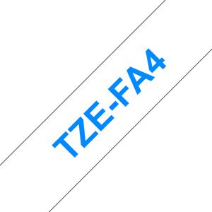 Brother TZe-FA4B Labeltape textiel ongelamineerd Tapekleur: Wit Tekstkleur: Blauw 18 mm 3 m