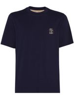 Brunello Cucinelli t-shirt en coton à logo brodé - Bleu