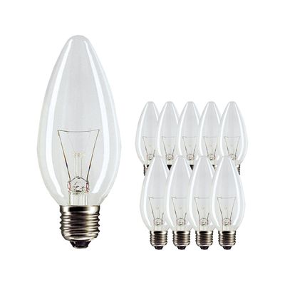 Voordeelpak 10x Standaard Gloeilamp Kaars Helder B35 E27 25W 230V Voordeelpak 10x Standaard Gloeilamp Kaars Helder B35 E27 25W 230V
