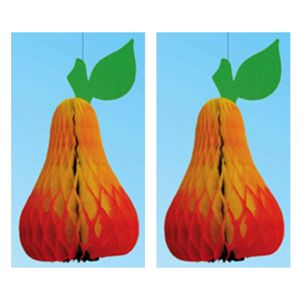 2x stuks decoratie fruit thema peer van papier 20 cm