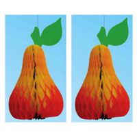 2x stuks decoratie fruit thema peer van papier 20 cm - thumbnail