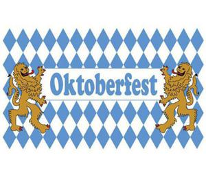 Oktoberfest vlag - blauw/wit - 90 x 150 cm - Bayern Versiering - feestartikelen