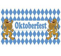 Oktoberfest vlag - blauw/wit - 90 x 150 cm - Bayern Versiering - feestartikelen