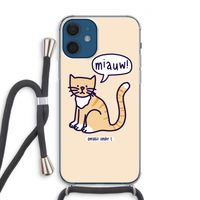 Miauw: iPhone 12 Transparant Hoesje met koord