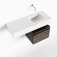 Toiletmeubel Mondiaz Andor | 80 cm | Meubelkleur Dark brown | Lex vrijhangend wastafel Talc Rechts | Zonder kraangat Toiletmeubel Mondiaz Andor | 80 cm | Meubelkleur Dark brown | Lex vrijhangend wastafel Talc Rechts | Zonder kraangat