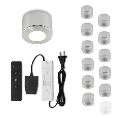 Set Led opbouwspot met afstandsbediening Parma zilver 3W dimbaar IP44 1-12 stuks