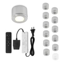 Set Led opbouwspot met afstandsbediening Parma zilver 3W dimbaar IP44 1-12 stuks