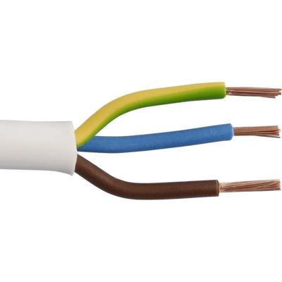 Huishoudsnoer kabel wit 3 kernen - per meter 3x1,5mm²