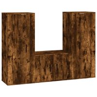 The Living Store Klassieke televisiekastenset - 2x 40 x 34.5 x 100 cm + 1x 57 x 34.5 x 40 cm - Gerookt eiken