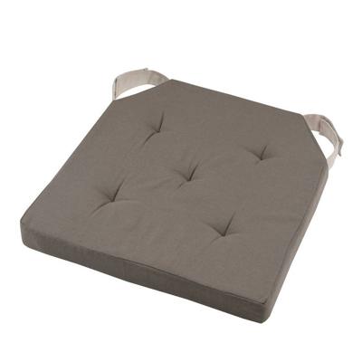 Stof Textile stoelkussen DUO - taupe - 38 x 38 x 4 cm - klittenband sluiting