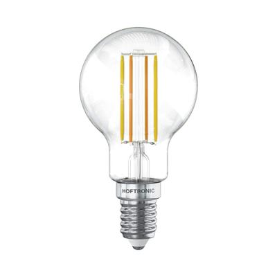 Smart WiFi LED Filament lamp - E14 Fitting - 4,9 Watt 470 Lumen - P45 - E14 fitting - Zilveren fitting - 1800-3000K Dimbaar - Smart Gloeilamp
