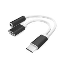 Scanpart Adapter USB-C(m)>USB-C(f) en Jack Zwart/Wit - thumbnail