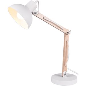 LED Bureaulamp - Tafelverlichting - Trion Komo - E27 Fitting - Rond - Mat Wit - Aluminium